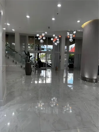 a view of a lobby with garage