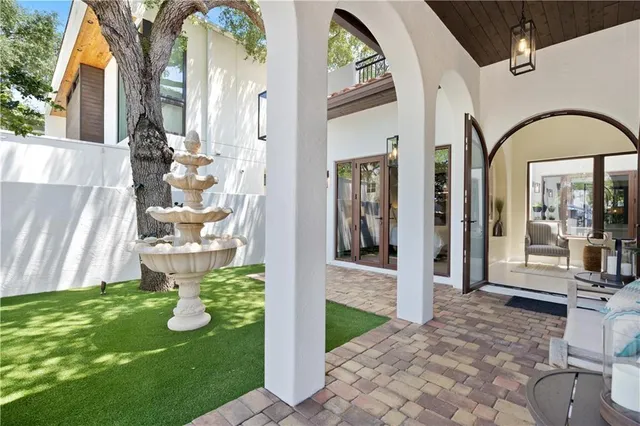 a view of porch with seating space