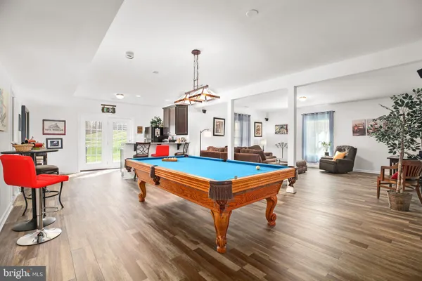 a bedroom with a bed and furniture