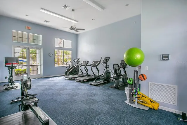 a view of a room with gym equipment