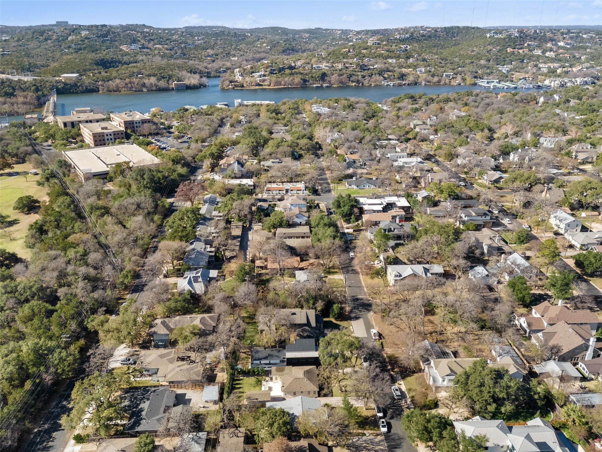 3311 Bonnie Road Austin, TX 78703 - Photo 37 of 40 an aerial view of residential houses with outdoor space and trees