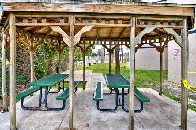 a view of a chairs and table in patio