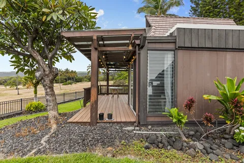 a view of a backyard with a slide