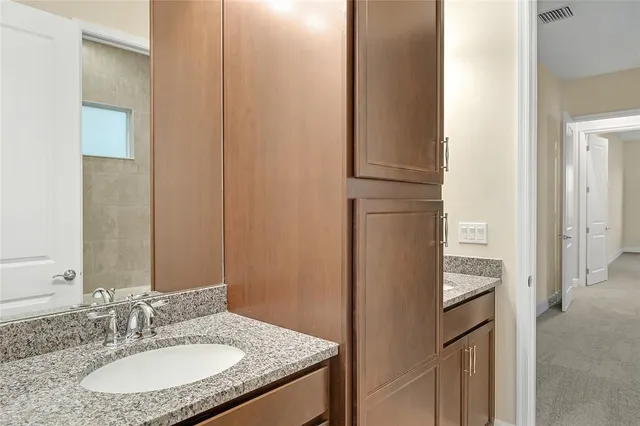 a view of small space with racks on the wall