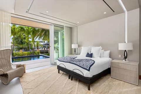 a spacious bedroom with a bed and a couch