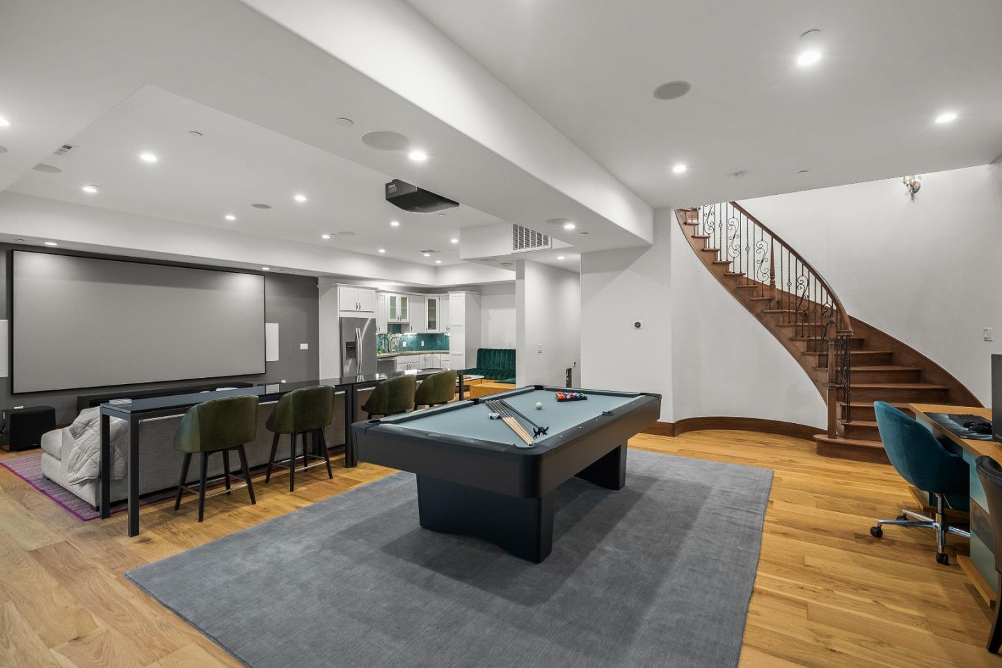 16362 Hilow Road Los Gatos, CA 95032 - Photo 32 of 55 a living room with furniture pool table and a rug