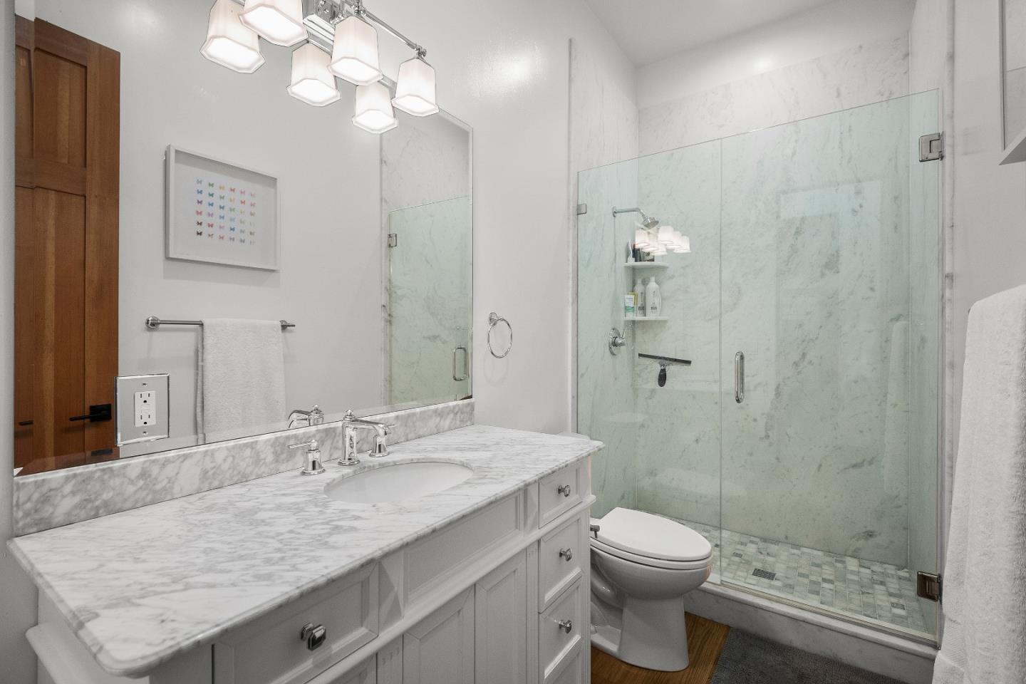 16362 Hilow Road Los Gatos, CA 95032 - Photo 40 of 55 a bathroom with a sink a toilet and shower