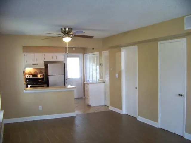 a view of a livingroom with a window