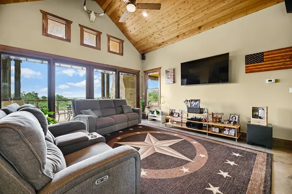 a living room with furniture