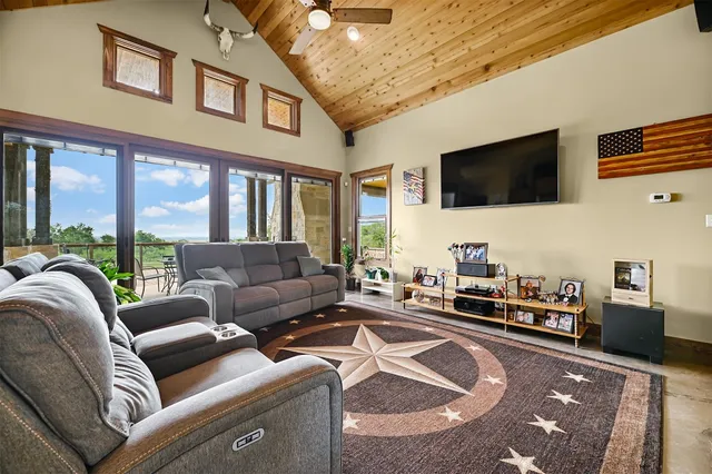 a living room with furniture