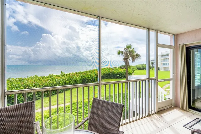 a view of a balcony with lake view