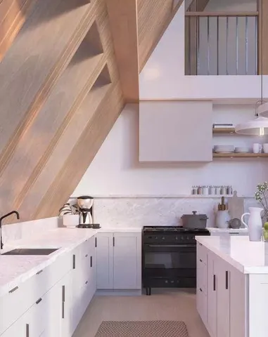 a kitchen with sink cabinets and stove top oven