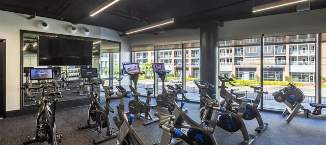 a view of a room with gym equipment