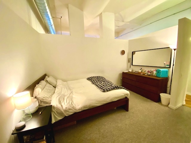 500 South Clinton Street, Unit 213 Chicago, IL 60607 - Photo 8 of 11 a bedroom with a bed and cabinets