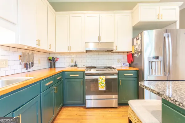 a view of a chandelier in a room