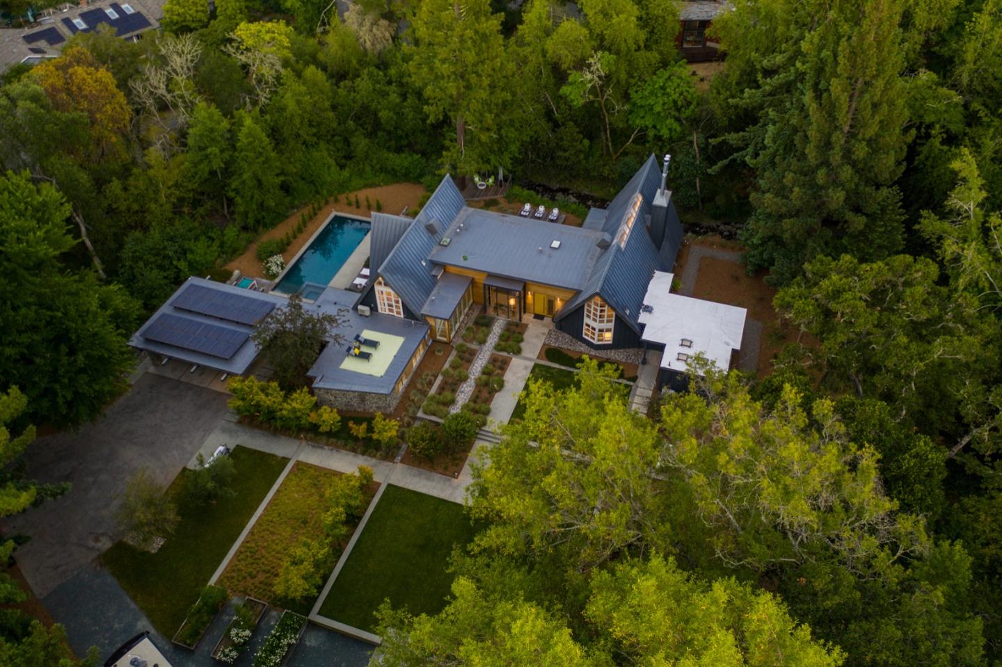 135 Willowbrook Drive Portola Valley, CA 94028 - Photo 4 of 50 an aerial view of a house with a yard basket ball court and outdoor seating