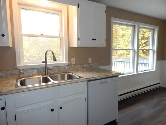 a kitchen with a sink and a window