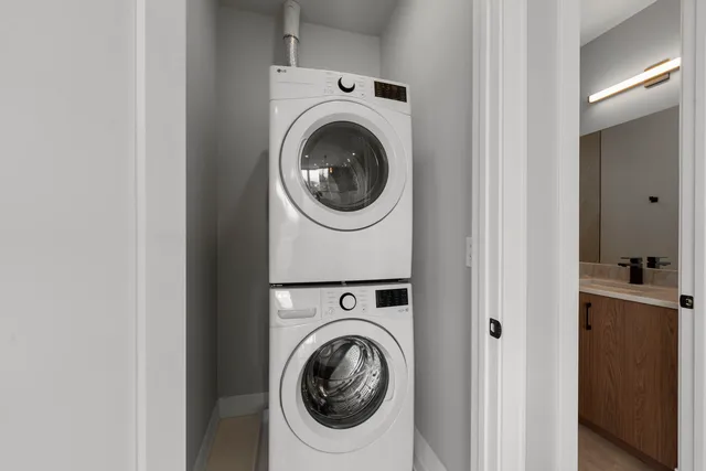 a utility room with dryer and washer