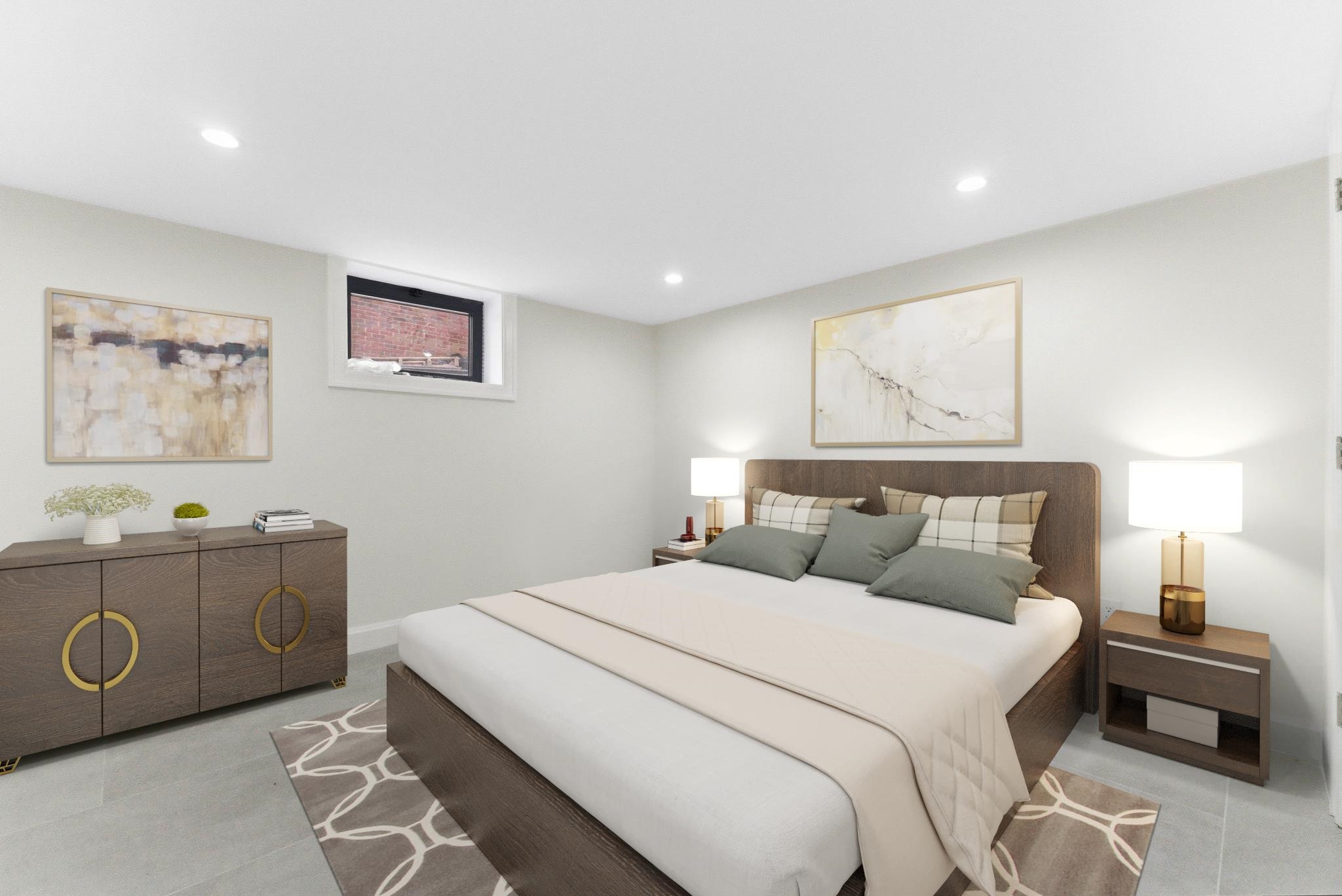 703 3rd Street Secaucus, NJ 07094 - Photo 33 of 49 a bedroom with a bed and a lamp on dresser