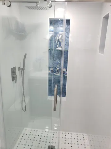 a bathroom with a shower
