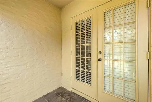 a view of a porch with a yard