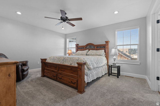 75 North 100th Street West Fillmore, UT 84631 - Photo 11 of 62 Carpeted bedroom featuring ceiling fan and recessed lighting