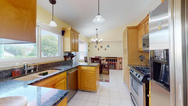 a kitchen with lots of counter top space