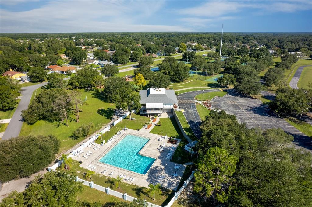 23209 Blue Ridge Place Land O' Lakes, FL 34639 - Photo 43 of 54 an aerial view of residential houses with outdoor space and trees