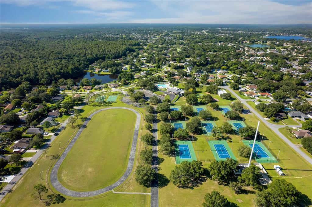 23209 Blue Ridge Place Land O' Lakes, FL 34639 - Photo 47 of 54 an aerial view of a residential houses with outdoor space and garden