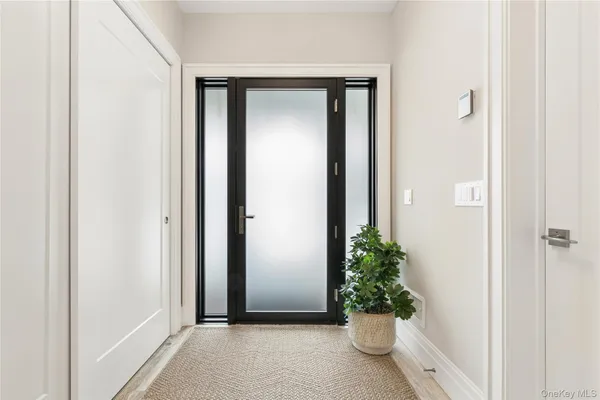 a view of a potted plant in front of a door
