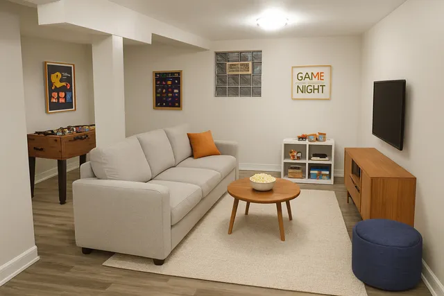 a living room with furniture and a flat screen tv