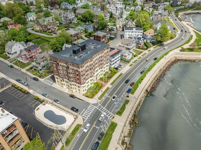 a city view with tall buildings