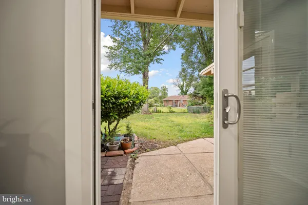 a view of a porch with a yard