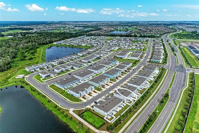 an aerial view of a city