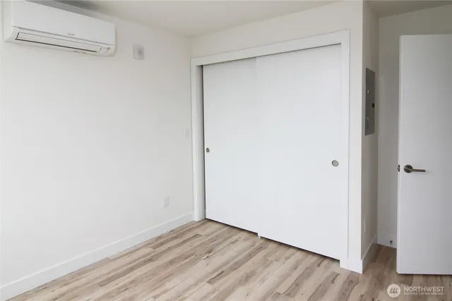 a view of small space with wooden floor