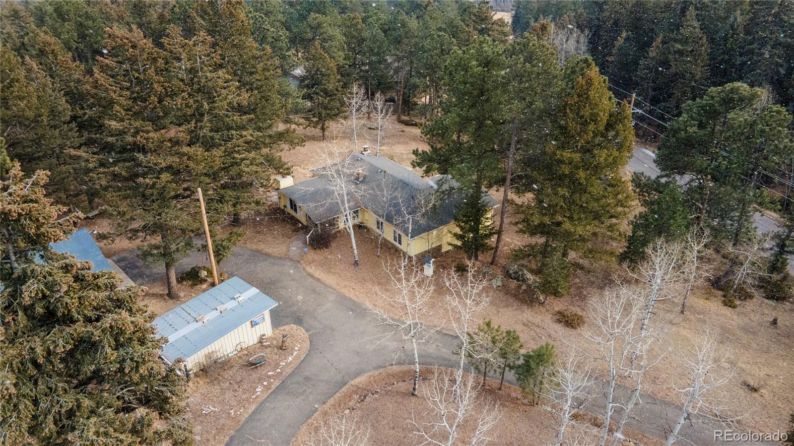 8830 South Blue Creek Road Evergreen, CO 80439 - Photo 2 of 39 an aerial view of residential house with outdoor space