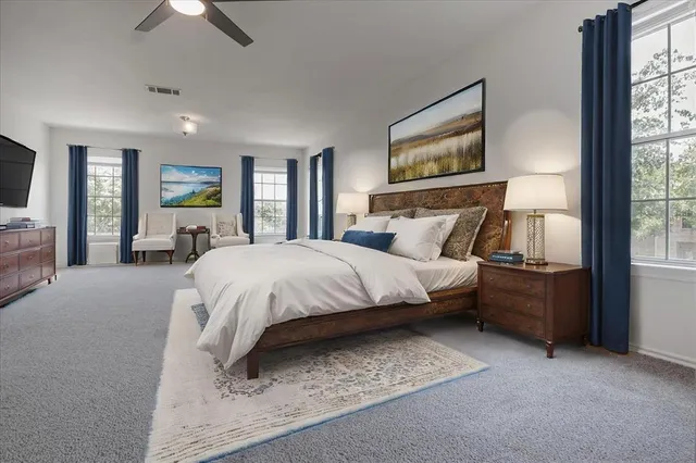 a bed room with a bed and a television