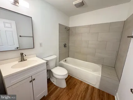 a bathroom with a sink a toilet and a bathtub