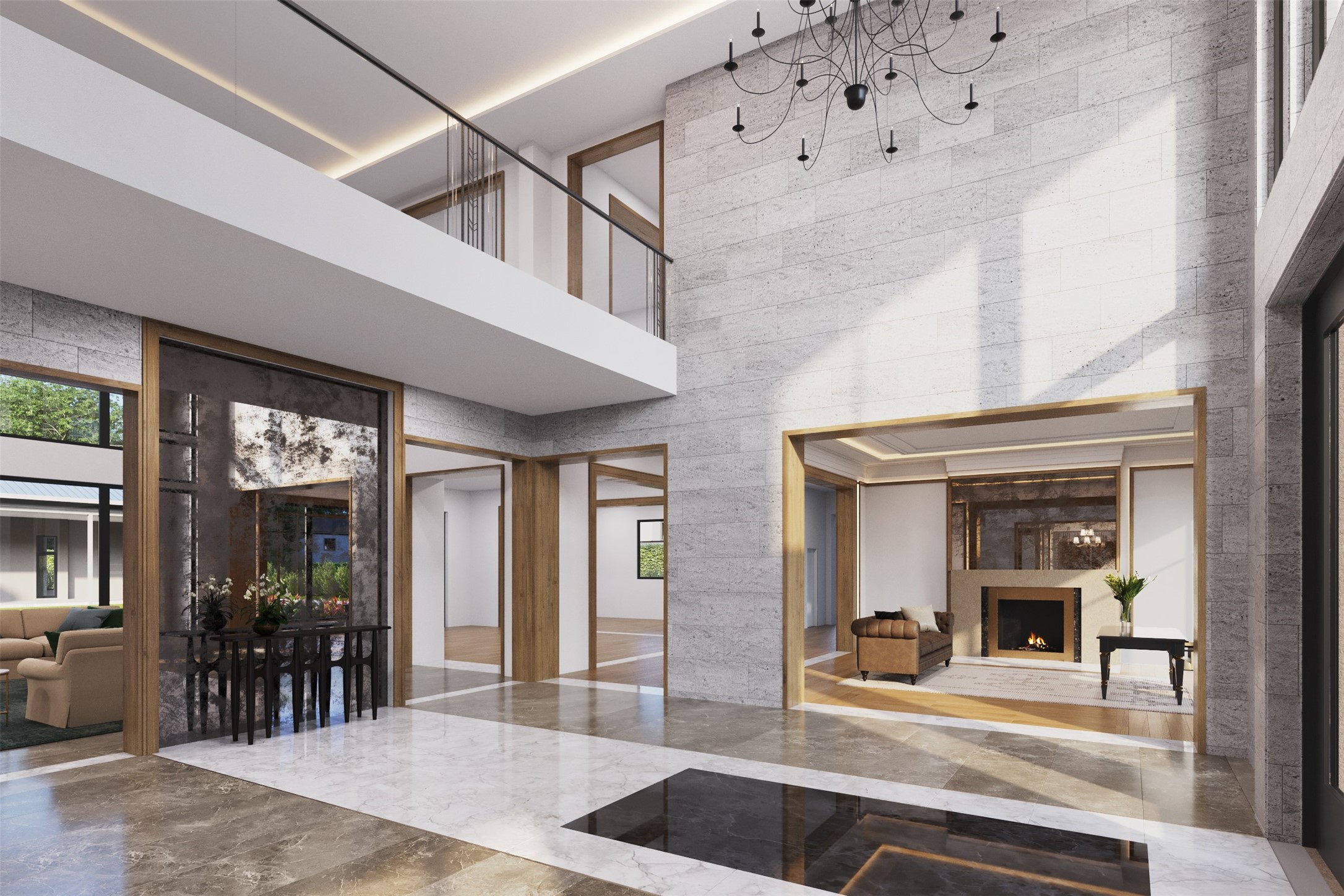 4 West Lane Houston, TX 77019 - Photo 8 of 13 a view of a hallway with dining area and chandelier