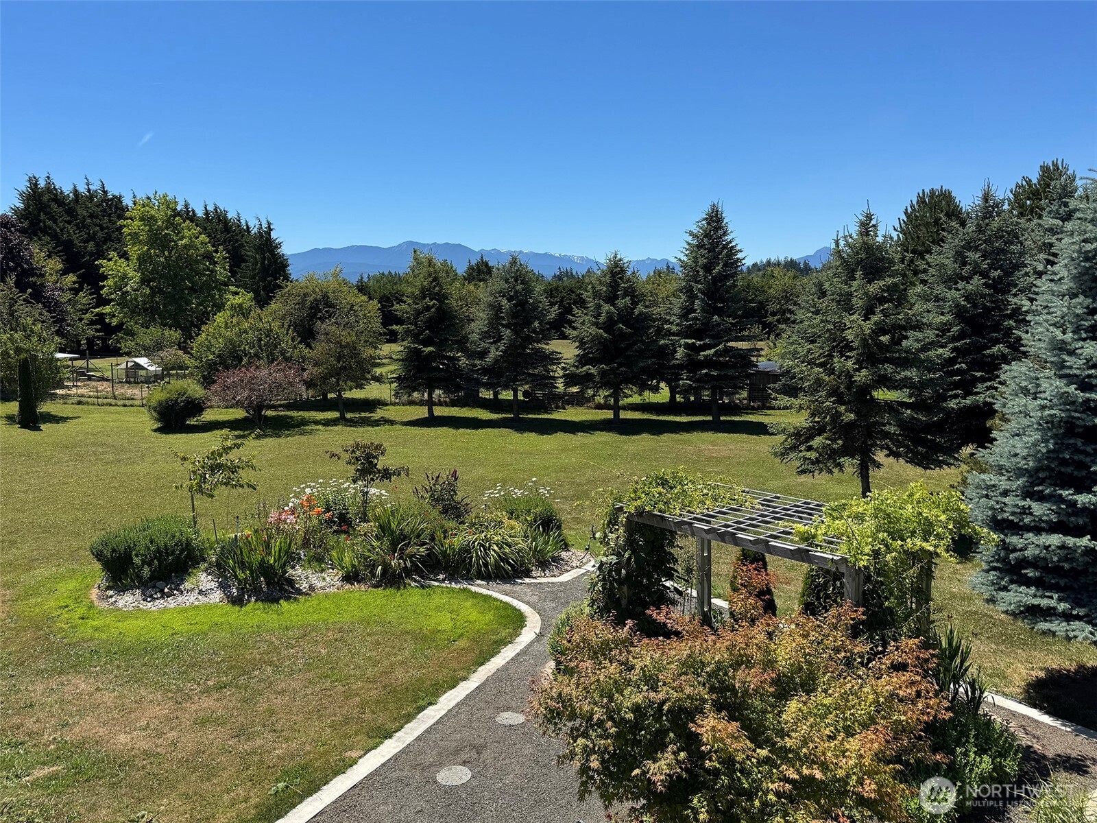 866 Jamestown Road Sequim, WA 98382 - Photo 34 of 40 a view of a garden with plants and large trees