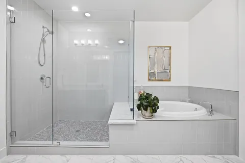 a bathroom with a shower