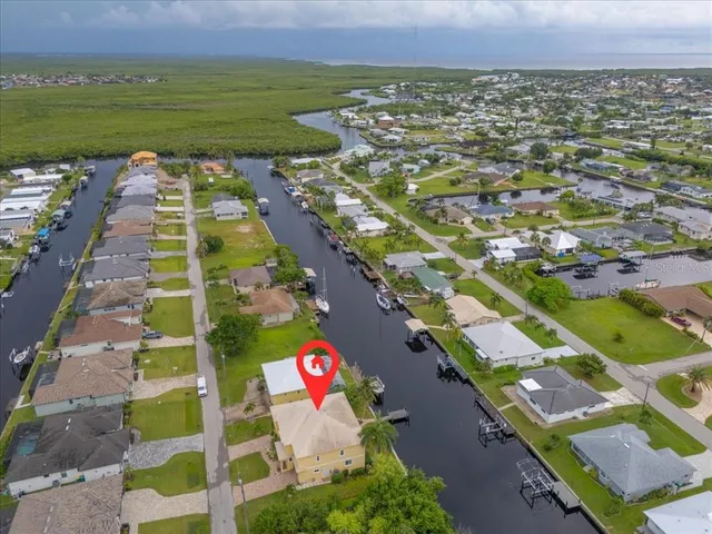 an aerial view of a house