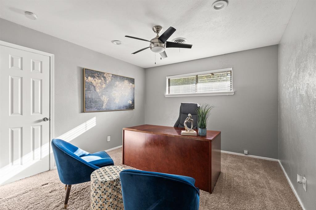 10 Estates Road Lucas, TX 75002 - Photo 17 of 39 Carpeted home office featuring baseboards and ceiling fan