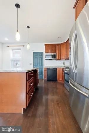 a view of a building with brick walls