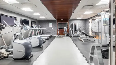 a view of a room with gym equipment