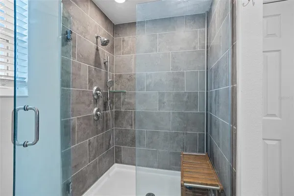 a bathroom with a shower
