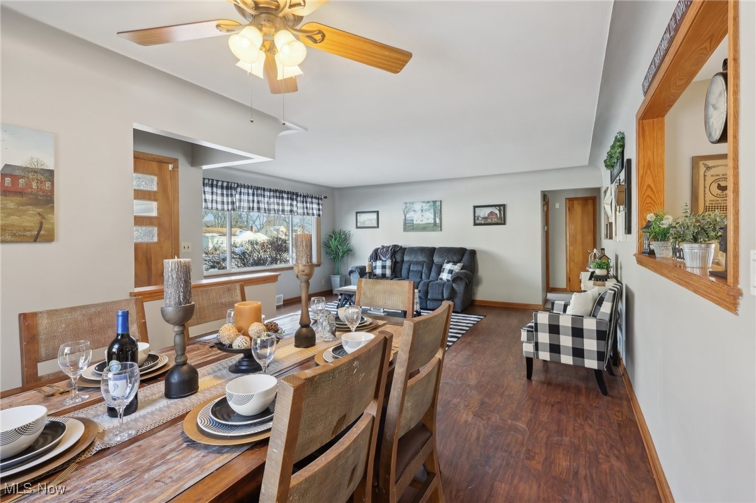 2634 Brunswick Road Youngstown, OH 44511 - Photo 6 of 50 Dining area with ceiling fan and dark hardwood / wood-style floors