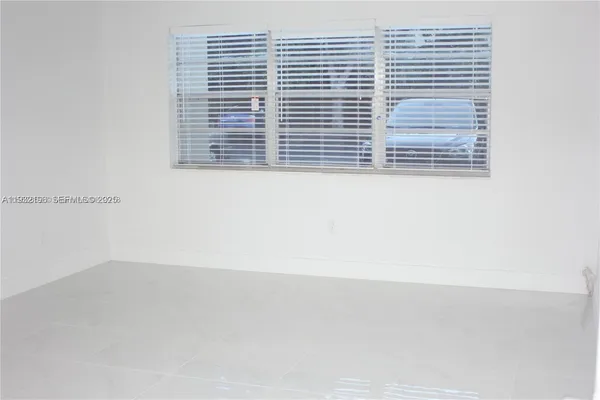 a view of a small space with a window