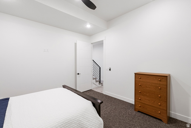 851 Grandview Drive Morgan, UT 84050 - Photo 47 of 68 Bedroom featuring recessed lighting, dark carpet flooring, and a modern ceiling fan