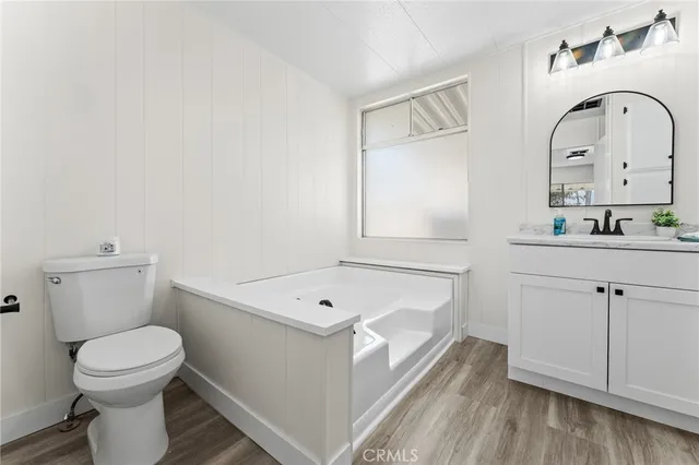 a bathroom with a sink a toilet and vanity